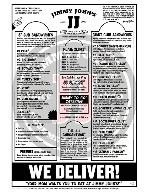 <strong>Order</strong> online today for delivery or pick up in-store from your local <strong>Jimmy John’s</strong> at 680 South Mill Ave. . Order jimmy johns